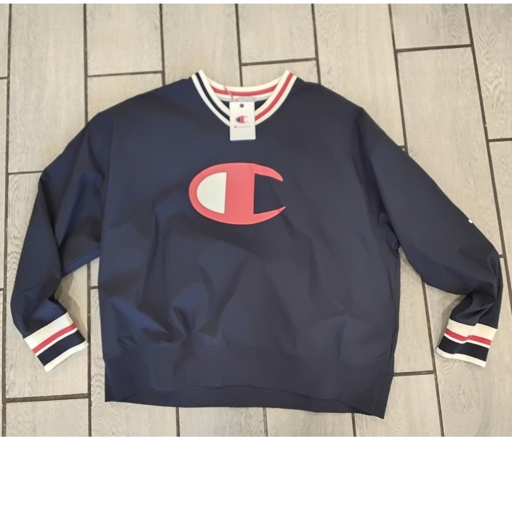 Champion Mens V-Neck Windbreaker Pullover Navy Blue XXL CPM253JK02006 NEW